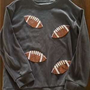 Womens Size Small Gray Sequin Football Pullover